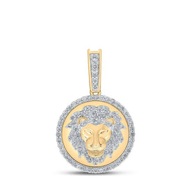 10kt Yellow Gold Men's Lion Face Diamond Charm Pendant - 1/2 Cttw product  Top View from Splendid Jewellery