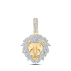 10kt Yellow Gold Men's Lion Face Diamond Charm Pendant - 1/3 Cttw product  Top View from Splendid Jewellery