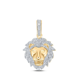 10kt Yellow Gold Men's Lion Face Diamond Charm Pendant - 1/3 Cttw product  Top View from Splendid Jewellery