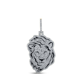 10kt Yellow Gold Men's Round Diamond Lion Face Charm Pendant - Majestic Brilliance product  Top View from Splendid Jewellery