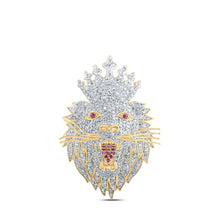 Load image into Gallery viewer, 10kt Yellow Gold Men's Diamond Lion Face Crown Charm Pendant - 2 Cttw product  Top View from Splendid Jewellery