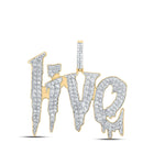 10kt Yellow Gold Men's Round Diamond LIVE Drip Phrase Charm Pendant - 2-3/8 Cttw | Splendid Jewellery product  Top View from Splendid Jewellery