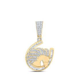 10kt Yellow Gold Men's Round Diamond Lucky Horseshoe Charm Pendant 1 Cttw - A Touch of Elegance product  Top View from Splendid Jewellery