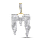 10kt Yellow Gold Men's Round Diamond M Drip Letter Charm Pendant - 3-1/4 Cttw | Splendid Jewellery product  Top View from Splendid Jewellery