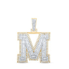 10kt Yellow Gold Men's Diamond M Initial Letter Charm Pendant - 1-5/8 Cttw product  Top View from Splendid Jewellery