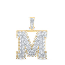 Load image into Gallery viewer, 10kt Yellow Gold Men&#39;s Diamond M Initial Letter Charm Pendant - 1 Cttw - Splendid Jewellery product  Top View from Splendid Jewellery