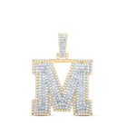 10kt Yellow Gold Men's Diamond M Initial Letter Charm Pendant - 1 Cttw - Splendid Jewellery product  Top View from Splendid Jewellery
