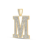 10kt Yellow Gold Men's Round Diamond M Initial Letter Charm Pendant - 3-3/8 Cttw product Side View from Splendid Jewellery