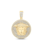 10kt Yellow Gold Men's Round Diamond Medusa Circle Charm Pendant - 2-5/8 Cttw | Splendid Jewellery product  Top View from Splendid Jewellery