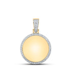 10kt Yellow Gold Men's Round Diamond Memory Circle Charm Pendant - 1-1/2 Cttw product  Top View from Splendid Jewellery