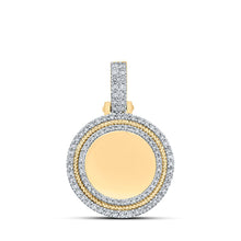 Load image into Gallery viewer, 10kt Yellow Gold Men&#39;s Round Diamond Memory Circle Charm Pendant - 1-1/4 Cttw product  Top View from Splendid Jewellery
