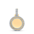 10kt Yellow Gold Men's Round Diamond Memory Circle Charm Pendant - 1-1/4 Cttw product  Top View from Splendid Jewellery