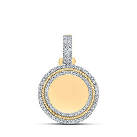10kt Yellow Gold Men's Round Diamond Memory Circle Charm Pendant - 1-1/4 Cttw product  Top View from Splendid Jewellery