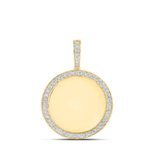 Load image into Gallery viewer, 10kt Yellow Gold Men&#39;s Round Diamond Memory Circle Charm Pendant 1-1/4 Cttw | Splendid Jewellery product  Top View from Splendid Jewellery