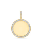 10kt Yellow Gold Men's Round Diamond Memory Circle Charm Pendant 1-1/4 Cttw | Splendid Jewellery product  Top View from Splendid Jewellery