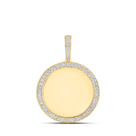 10kt Yellow Gold Men's Round Diamond Memory Circle Charm Pendant 1-1/4 Cttw | Splendid Jewellery product  Top View from Splendid Jewellery