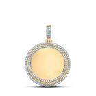 10kt Yellow Gold Men's Round Diamond Memory Circle Charm Pendant - 1-7/8 Cttw product  Top View from Splendid Jewellery
