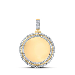 Men's Diamond Charm Pendant | 10kt Yellow Gold Mens Round Diamond Memory Circle Charm Pendant 1-7/8 Cttw | Splendid Jewellery GND