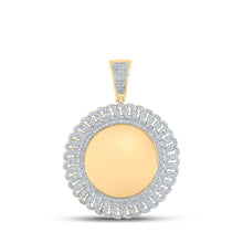 Load image into Gallery viewer, 10kt Yellow Gold Men&#39;s Round Diamond Memory Circle Charm Pendant - 1 Cttw product  Top View from Splendid Jewellery