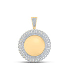 10kt Yellow Gold Men's Round Diamond Memory Circle Charm Pendant - 1 Cttw product  Top View from Splendid Jewellery