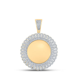 10kt Yellow Gold Men's Round Diamond Memory Circle Charm Pendant - 1 Cttw product  Top View from Splendid Jewellery