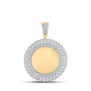 Men's Diamond Charm Pendant | 10kt Yellow Gold Mens Round Diamond Memory Circle Charm Pendant 1 Cttw | Splendid Jewellery GND