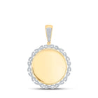 10kt Yellow Gold Men's Round Diamond Memory Circle Charm Pendant 1/2 Cttw - A Timeless Treasure for Stylish Gentlemen product  Top View from Splendid Jewellery