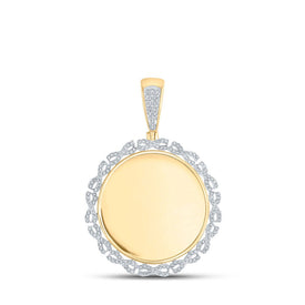 10kt Yellow Gold Men's Round Diamond Memory Circle Charm Pendant 1/2 Cttw - A Timeless Treasure for Stylish Gentlemen product  Top View from Splendid Jewellery