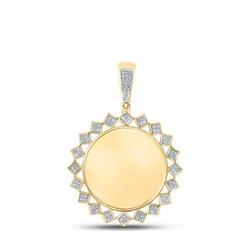 10kt Yellow Gold Men's Diamond Memory Circle Charm Pendant - 1/3 Cttw - Splendid Jewellery product  Top View from Splendid Jewellery
