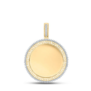 Men's Diamond Charm Pendant | 10kt Yellow Gold Mens Round Diamond Memory Circle Charm Pendant 1/4 Cttw | Splendid Jewellery GND