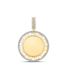 Load image into Gallery viewer, 10kt Yellow Gold Men&#39;s Round Diamond Memory Circle Charm Pendant 1/5 Cttw - A Dazzling Statement of Style and Elegance product  Top View from Splendid Jewellery
