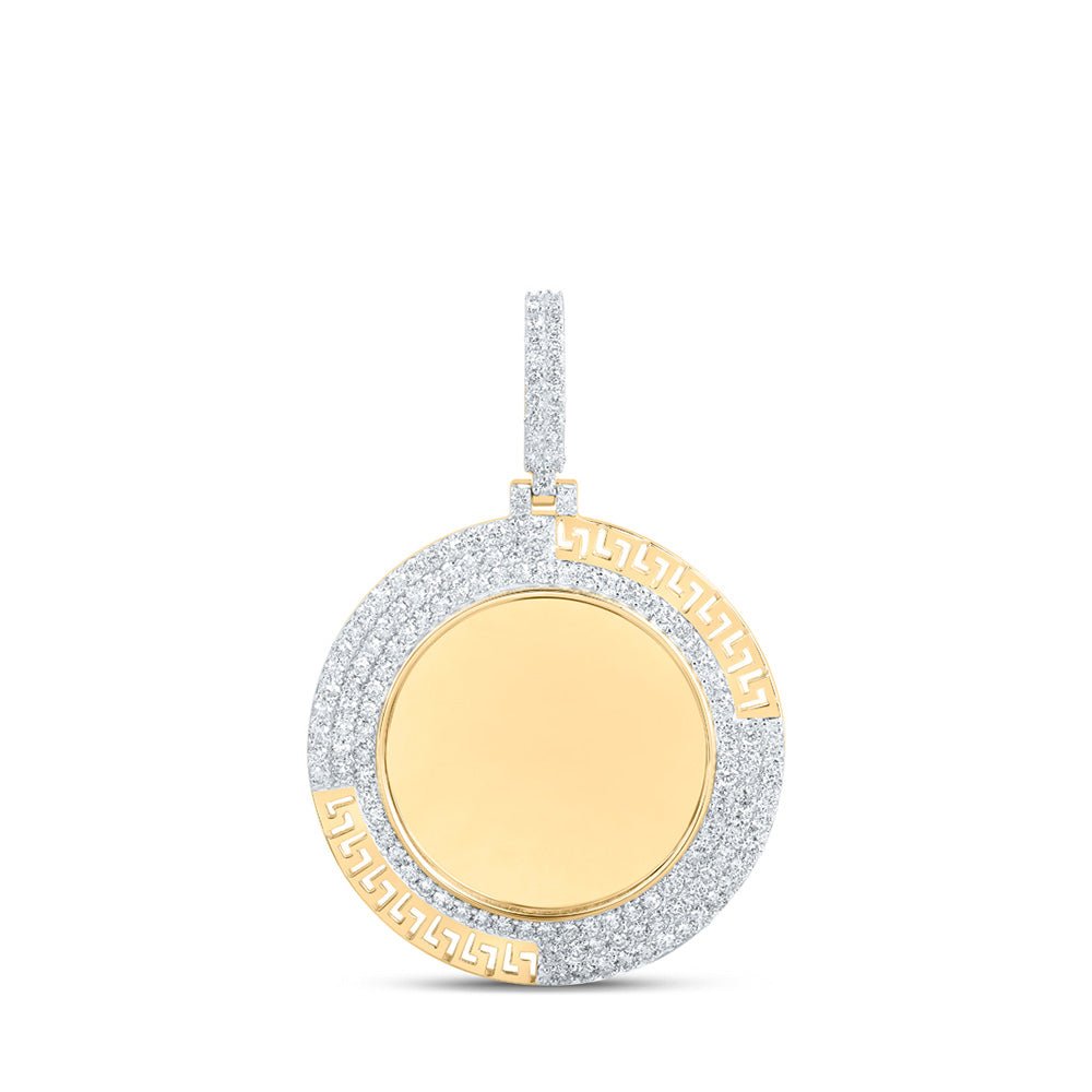 Men's Diamond Charm Pendant | 10kt Yellow Gold Mens Round Diamond Memory Circle Charm Pendant 2-1/3 Cttw | Splendid Jewellery GND