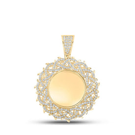 10kt Yellow Gold Men's Round Diamond Memory Circle Charm Pendant - 2-3/8 Cttw | Splendid Jewellery product  Top View from Splendid Jewellery