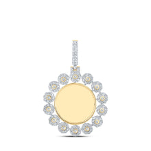 Load image into Gallery viewer, 10kt Yellow Gold Men's Round Diamond Memory Circle Charm Pendant - 2-3/8 Cttw product  Top View from Splendid Jewellery