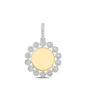 10kt Yellow Gold Men's Round Diamond Memory Circle Charm Pendant - 2-3/8 Cttw product  Top View from Splendid Jewellery
