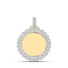 10kt Yellow Gold Men's Round Diamond Memory Circle Charm Pendant - 2-3/8 Cttw product  Top View from Splendid Jewellery