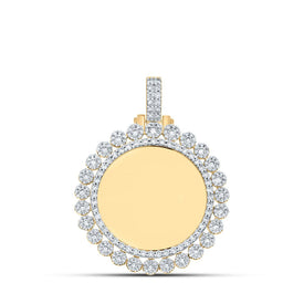 10kt Yellow Gold Men's Round Diamond Memory Circle Charm Pendant - 2-3/8 Cttw product  Top View from Splendid Jewellery
