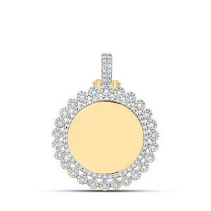 Men's Diamond Charm Pendant | 10kt Yellow Gold Mens Round Diamond Memory Circle Charm Pendant 2-3/8 Cttw | Splendid Jewellery GND