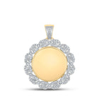 10kt Yellow Gold Men's Round Diamond Memory Circle Charm Pendant - 2 Cttw | Splendid Jewellery product  Top View from Splendid Jewellery