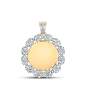 Men's Diamond Charm Pendant | 10kt Yellow Gold Mens Round Diamond Memory Circle Charm Pendant 2 Cttw | Splendid Jewellery GND