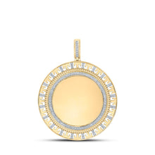 Load image into Gallery viewer, 10kt Yellow Gold Men&#39;s Round Diamond Memory Circle Charm Pendant 3/8 Cttw | Splendid Jewellery product  Top View from Splendid Jewellery