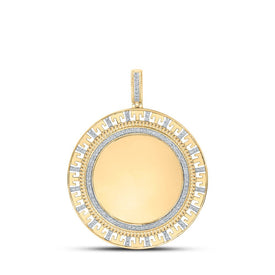 10kt Yellow Gold Men's Round Diamond Memory Circle Charm Pendant 3/8 Cttw | Splendid Jewellery product  Top View from Splendid Jewellery