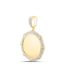 10kt Yellow Gold Men's Round Diamond Memory Circle Charm Pendant - 5/8 Cttw | Splendid Jewellery product Side View from Splendid Jewellery