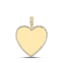 Load image into Gallery viewer, 10kt Yellow Gold Men's Round Diamond Memory Heart Charm Pendant - 1-1/3 Cttw | Splendid Jewellery product  Top View from Splendid Jewellery