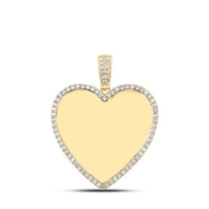 Men's Diamond Charm Pendant | 10kt Yellow Gold Mens Round Diamond Memory Heart Charm Pendant 1-1/3 Cttw | Splendid Jewellery GND