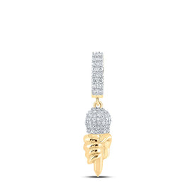 10kt Yellow Gold Men's Round Diamond Microphone Charm Pendant - 3/4 Cttw | Splendid Jewellery product  Top View from Splendid Jewellery