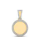 10kt Yellow Gold Men's Round Diamond Mirror Memory Circle Charm Pendant - 7/8 Cttw product  Top View from Splendid Jewellery