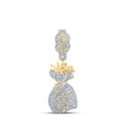10kt Yellow Gold Men's Round Diamond Money Bag Dollar Charm Pendant - Luxurious Jewelry Piece product  Top View from Splendid Jewellery