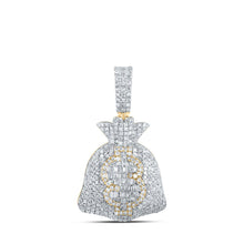 Load image into Gallery viewer, 10kt Yellow Gold Men's Round Diamond Money Bag Dollar Charm Pendant 1-7/8 Cttw | Splendid Jewellery product  Top View from Splendid Jewellery