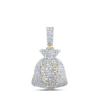 10kt Yellow Gold Men's Round Diamond Money Bag Dollar Charm Pendant 1-7/8 Cttw | Splendid Jewellery product  Top View from Splendid Jewellery
